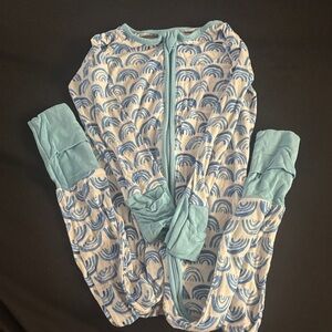 Little Sleepies Blue and White Rainbow Footies